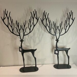 GRANVILLE LANE Black Big Reindeer Set of 2 Winter metal Christmas Decor 26” NEW